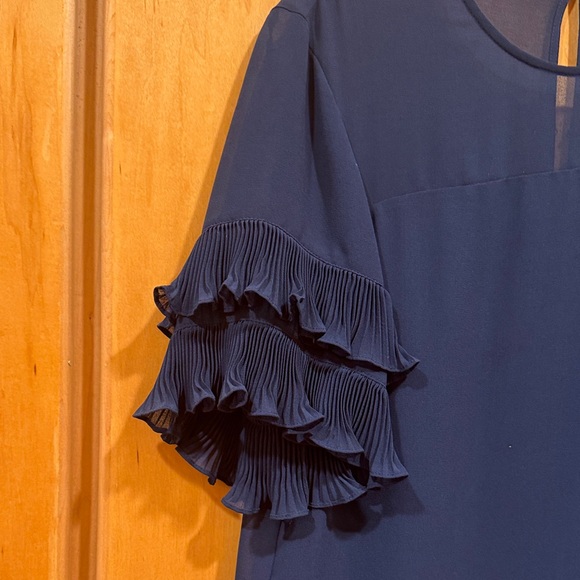 Paul Smith Navy Ruffle Sleeve Blouse - Picture 2 of 5